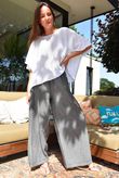 Rustic Nature Linen Blend Pocket Pleat Wide Leg Washed Charcoal